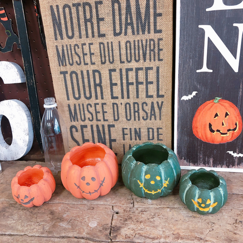 ラスト！ハロウィン雑貨♡4点セット【パンプキン型オレンジ&みどり