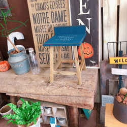 ラスト♡紺色【インテリア雑貨 ガーデン雑貨】可愛い椅子♡ディスプレイにも♪木製チェアー ネイビー飾り台 5枚目の画像