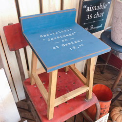ラスト♡紺色【インテリア雑貨 ガーデン雑貨】可愛い椅子♡ディスプレイにも♪木製チェアー ネイビー飾り台 7枚目の画像