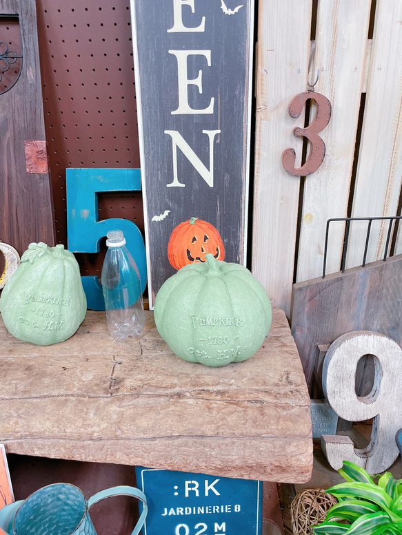 ぽってりかぼちゃ♡【グリーンパンプキンオブジェ】ハロウィン雑貨♡ガーデン雑貨♡陶器 6枚目の画像