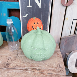 ぽってりかぼちゃ♡【グリーンパンプキンオブジェ】ハロウィン雑貨♡ガーデン雑貨♡陶器 9枚目の画像