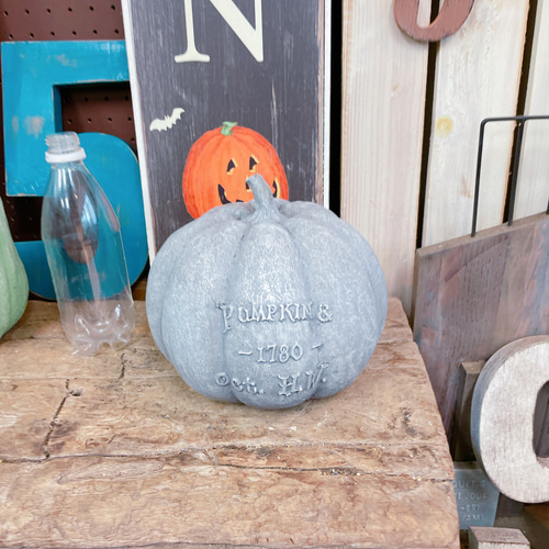ハロウィン　パンプキン　ガーデン用　2段カボチャ　オブジェ　置物　陶器 ハロウィン パンプキン ガーデン用 2段カボチャ オブジェ 置物 陶器