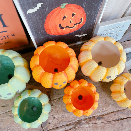 ラスト♡6個セット！ハロウィン雑貨♡【陶器鉢パンプキン型オレンジ