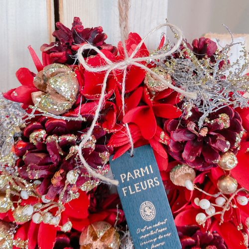 ラスト！クリスマスカラー♡【クリスマスリース】キラキララメの華やか