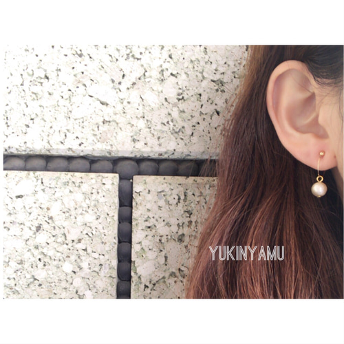 845 キスカカラー 和服にも✨ 上質 コットンパールピアス イヤリングでも