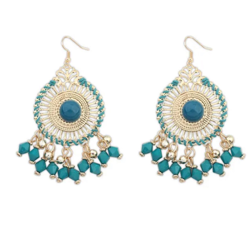 エスニックマルシャンデリアピアス・アジアンスタイル・ターコイズ