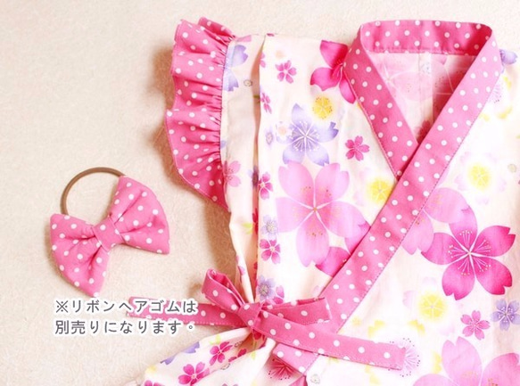 フリル甚平☆スカート☆ピンクな桜吹雪☆オーダー110・120ｃｍ 4枚目の画像