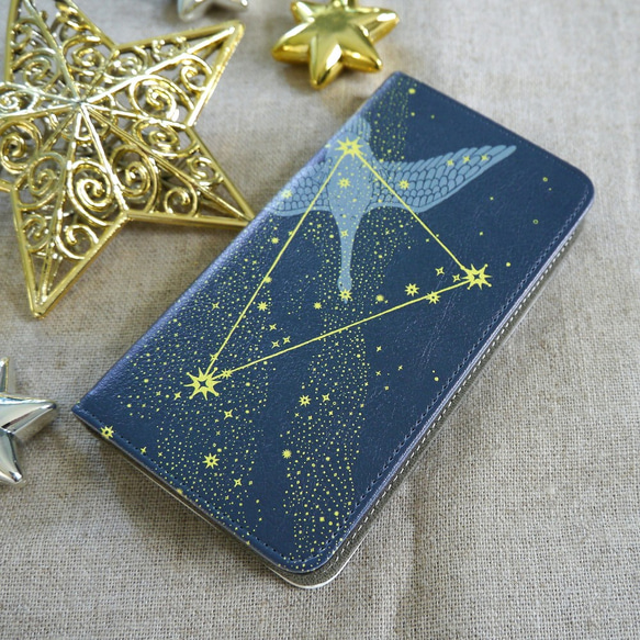 【Mサイズのみsale】ベルトなし手帳型スマホケース「summer triangle」 1枚目の画像