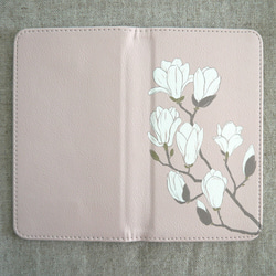 【受注生産】ベルトなし手帳型スマホケース「magnolia」 2枚目の画像