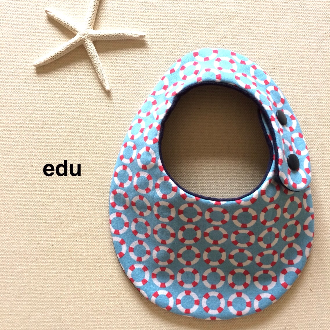 sale》【ハワイシリーズ】リバーシブルスタイ 浮き輪 水色 スタイ