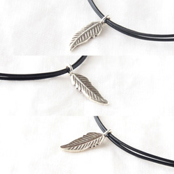 Black Leather Pendant（Silver-Feather） 2枚目の画像