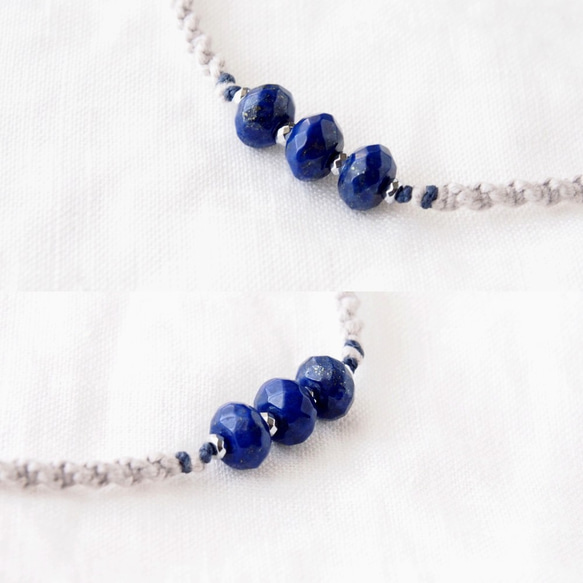 【ペット用】Blue Line Necklace（ラピスラズリ） 2枚目の画像