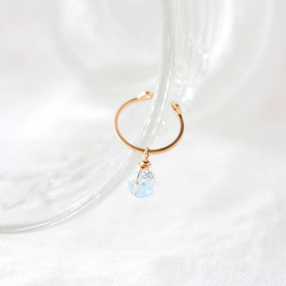 Circle Dangle Cuff（Aquamarine）-片耳- 3枚目の画像