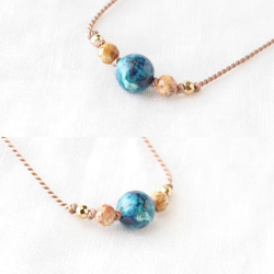 Coral Reef Short Necklace（クリソコラ×フォシルコーラル） 3枚目の画像