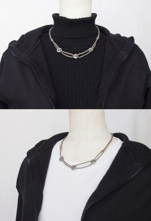 Pewter 3-Rings Short Necklace 3枚目の画像