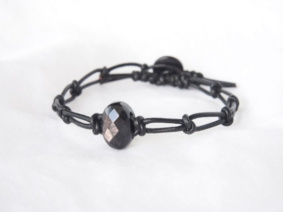 Leather Chain Bracelet（Black×ハイパーシーン） 1枚目の画像