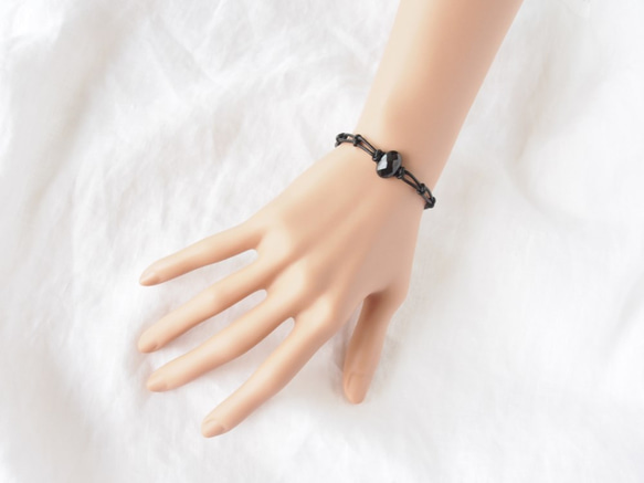 Leather Chain Bracelet（Black×ハイパーシーン） 2枚目の画像