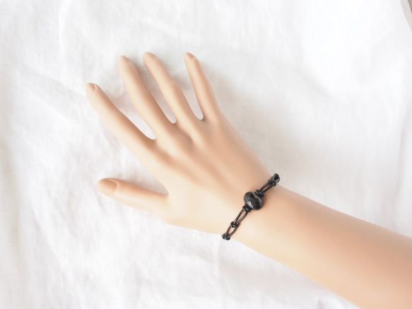 Leather Chain Bracelet（Black×ハイパーシーン） 3枚目の画像