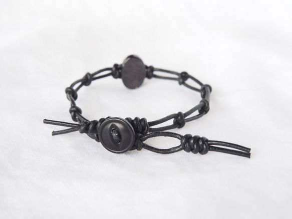 Leather Chain Bracelet（Black×ハイパーシーン） 5枚目の画像