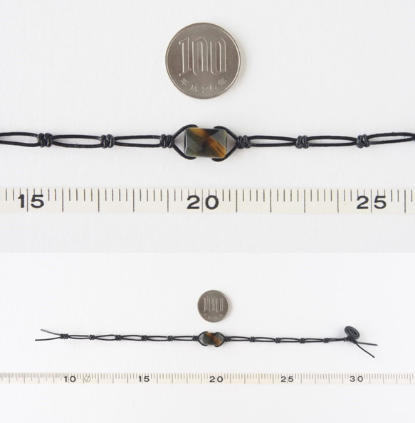 Black Leather Cord Bracelet（タイガーアイ） 7枚目の画像