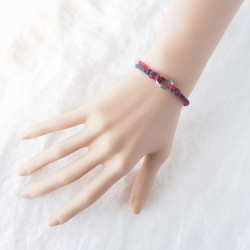 Pewter Ring Bracelet（Navy×Red） 2枚目の画像