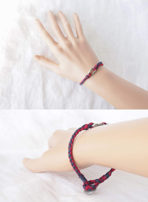 Pewter Ring Bracelet（Navy×Red） 3枚目の画像