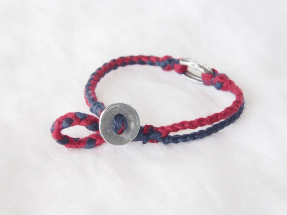 Pewter Ring Bracelet（Navy×Red） 4枚目の画像