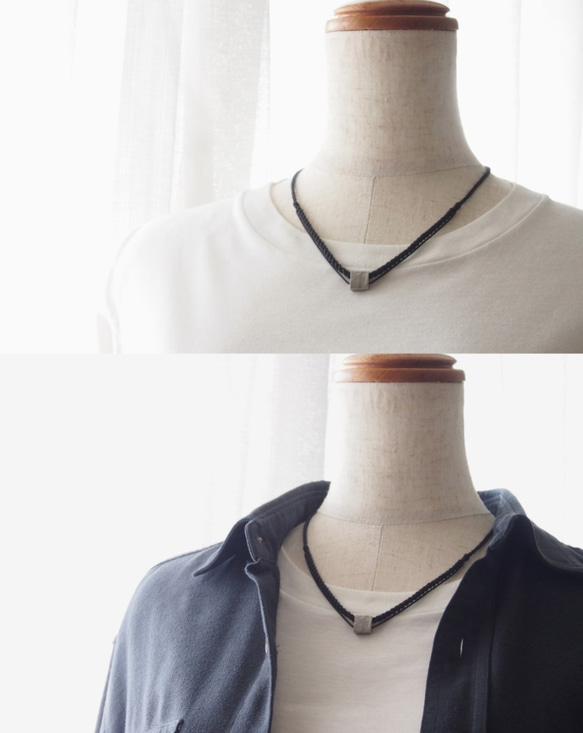 Pewter Square Necklace（Black） 2枚目の画像