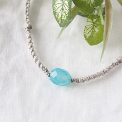 【ペット用】Sea Blue Necklace（シーブルーカルセドニー） 1枚目の画像