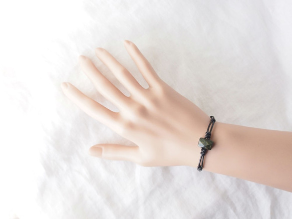 Black Leather Bracelet（タイガーアイ） 3枚目の画像