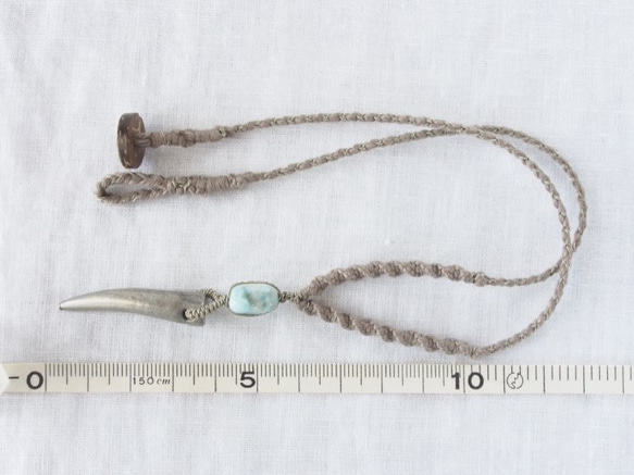 Pewter Horn Short Necklace（ラリマー） 5枚目の画像
