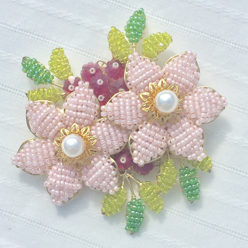 Tender pink flowers 2wayブローチ