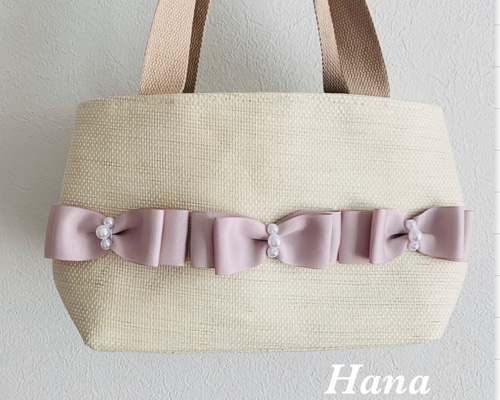 新作♡ くすみ リボン トートバッグ かごバッグ Hana Hana 通販