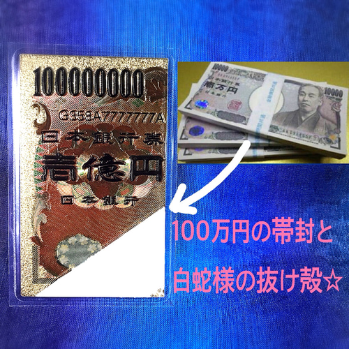 金運アップ ☆ 純金 1億円札 100万円の帯封 白蛇 お守り お札 金箔