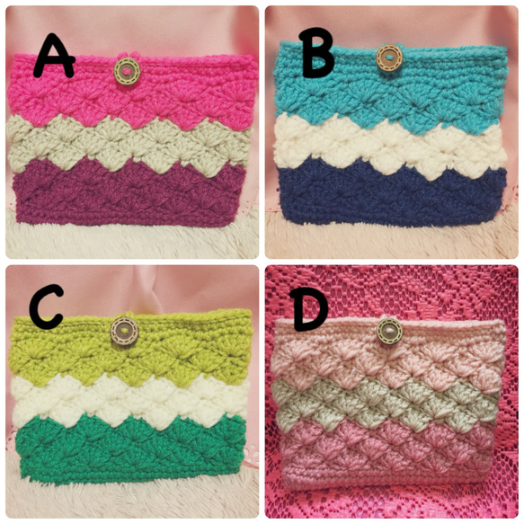 ♡手編みポーチ♡お色を選んでください♪ 2枚目の画像