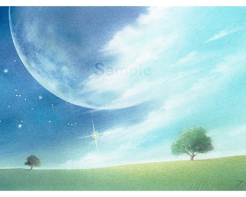 パステル画 原画作品 ～昼の風 夜の光～ (額装品) 絵画 Junko