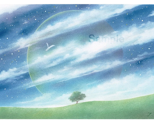 星の使者　ハンドメイドパステル画　絵画アート原画 パステルアート 月明かりへのいざない パステル画原画 | iichi