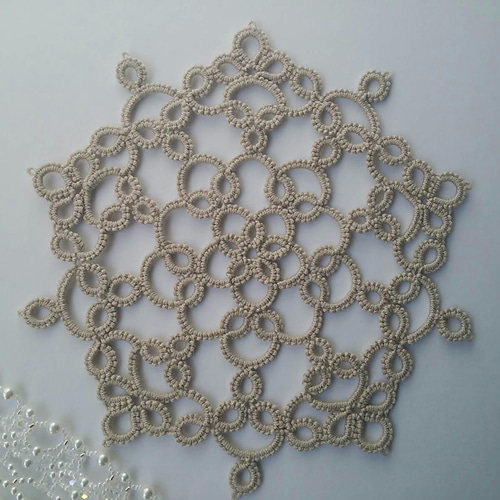 アンティーク タティングレース レアなレクタングル型ドイリー 格子の