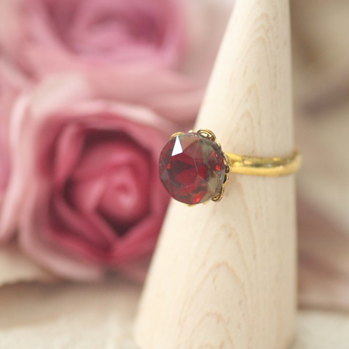 彼岸花の指輪　透甲丸　赤　シルバー 彼岸花の指輪 透甲丸 赤 シルバー