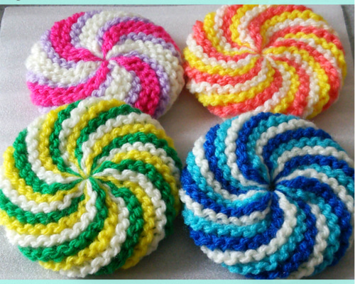 アクリルたわし○うずまき×カラフル 4点セット ハンドメイド