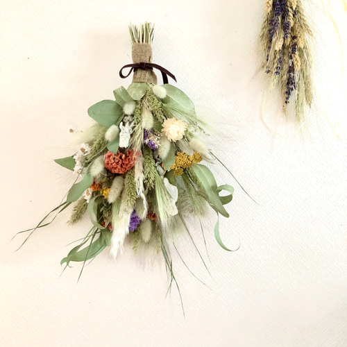 ご予約　秋のドライフラワースワッグ　⑦ 秋の収穫ドライフラワースワッグ ドライフラワー pluieflower