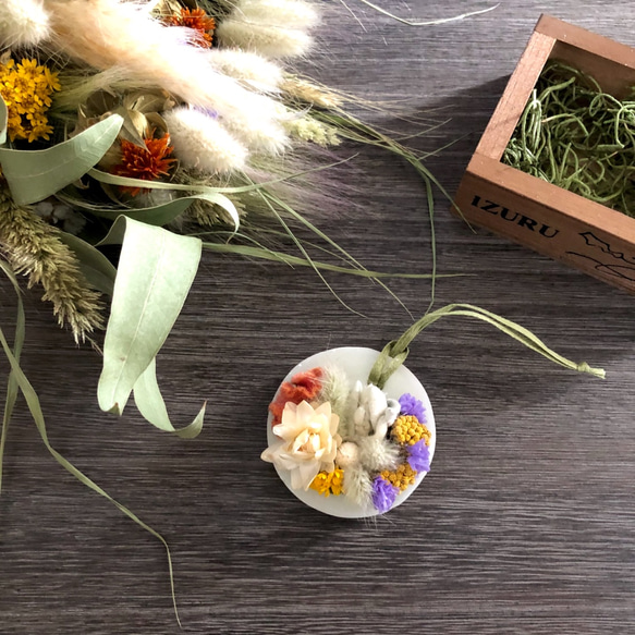 秋のアロマワックスサシェ・小さなお庭・ラベンダー&レモングラスの香り木箱ボックス入り 2枚目の画像