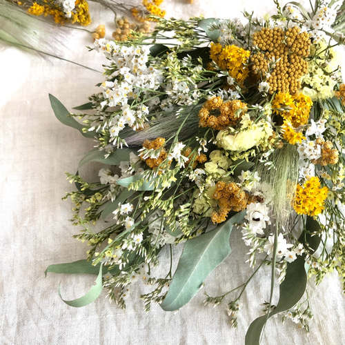 ドライフラワースワッグ 北海道の春イエロー