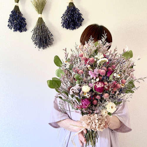 野の花スワッグ・癒しのピンクカラー&ラベンダー・50センチ 野の花スワッグ・癒しのピンクカラー&ラベンダー・50センチ