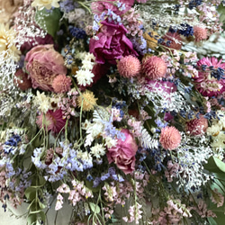 野の花スワッグ・癒しのピンクカラー＆ラベンダー・50センチサイズ ドライフラワーNO4 5枚目の画像