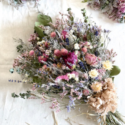 野の花スワッグ・癒しのピンクカラー＆ラベンダー・50センチサイズ ドライフラワーNO4 7枚目の画像