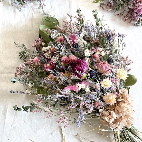 野の花スワッグ・癒しのピンクカラー＆ラベンダー・50センチサイズ ドライフラワーNO4 7枚目の画像