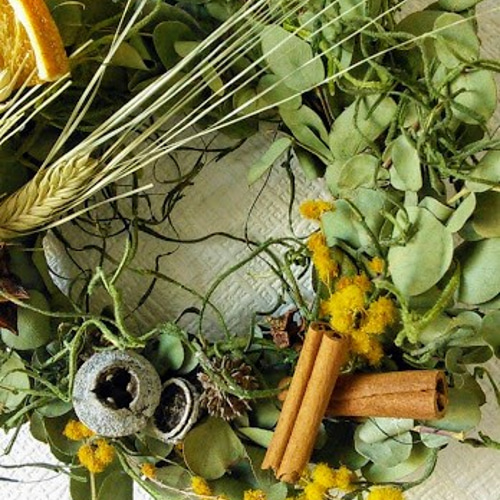 ユーカリとオレンジ・シナモンの爽やかリース16センチ〇ドライフラワー