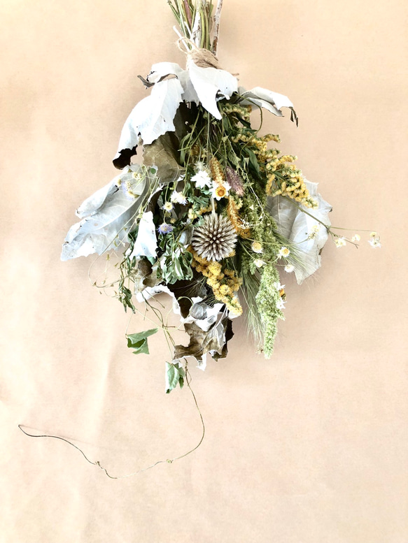 creema数量限定 北海道野の花とホワイトポプラのドライフラワースワッグ花束 2枚目の画像