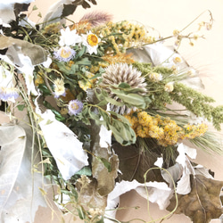creema数量限定 北海道野の花とホワイトポプラのドライフラワースワッグ花束 5枚目の画像
